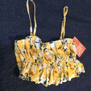 Kortni Jean XL Oversized Ruffle Top Yellow Floral